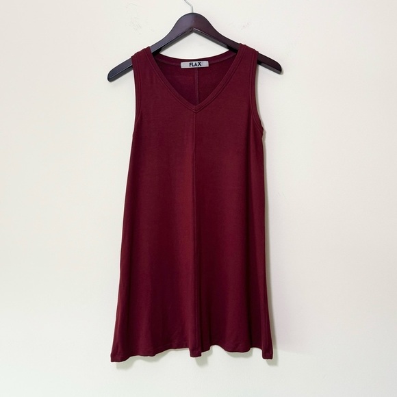 Flax Red Burgundy V Neck Tank Top Tunic Size Small - Picture 1 of 9